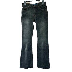 Vtg Delias Bootcut Jeans 7/8 Low Rise Denim 28 X 32 Stretch Dark Wash Y2K Grunge
